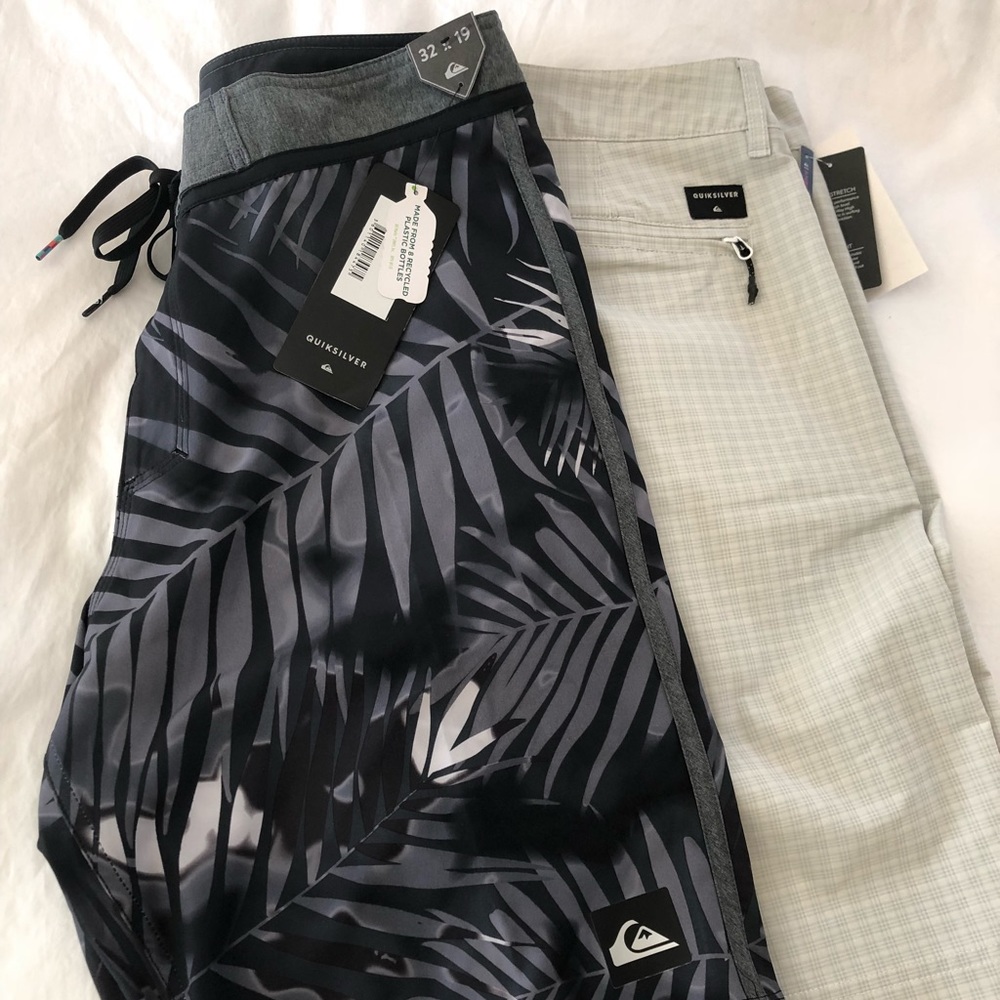2 pair of Brand NWT QUIKSILVER BOARDSHORTS